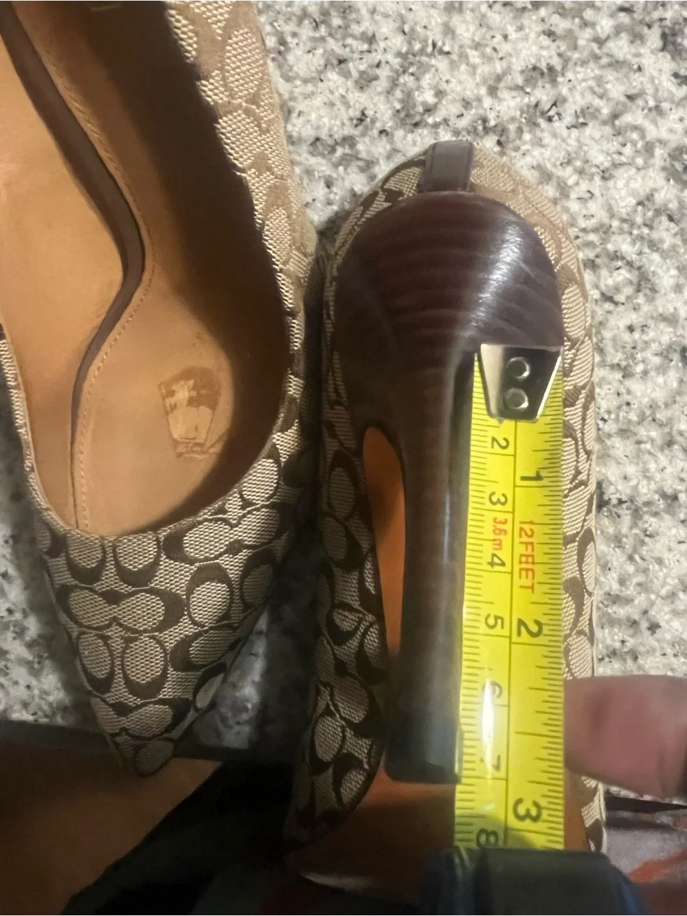 Coach Signature Canvas Pointed-Toe Pumps in Beige